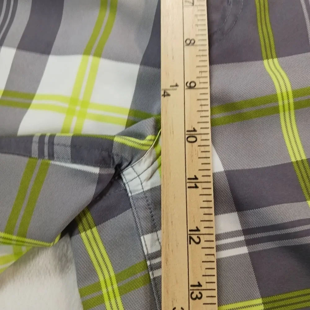 Opflex 4- Way Stretch Men's 32 Golf/Athletic Shorts. Green/ Gray Plaid. - Picture 9 of 11